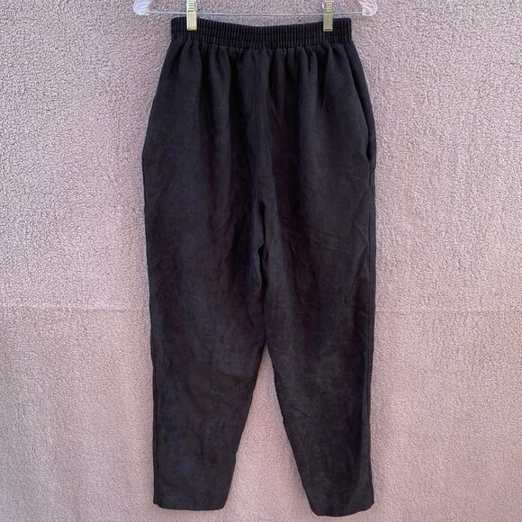 Vintage Maggie Sweet Faux Suede Black Pants w/ Pockets Sz Small - Picture 4 of 8
